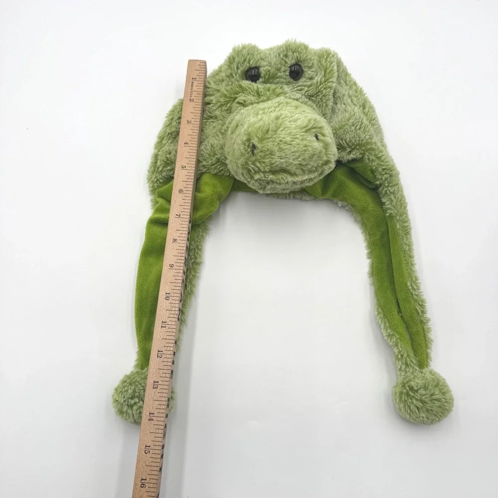 DolliBu Puzzled Green Alligator Crocodile Plush Animal Hat Winter Cap